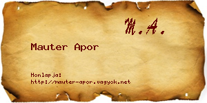 Mauter Apor névjegykártya